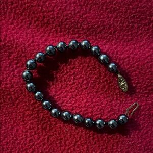 Hematite Beaded Bracelet - Dark Silver
